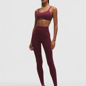 Lululemon Align set Super High Rise Leggings 6 & Flow Y bra S Burgundy Bay